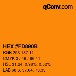 カラーコード: HEX #FD890B | qconv.com