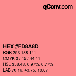 カラーコード: HEX #FD8A8D | qconv.com