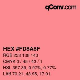 Color code: HEX #FD8A8F | qconv.com