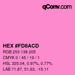 カラーコード: HEX #FD8ACD | qconv.com