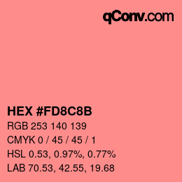 カラーコード: HEX #FD8C8B | qconv.com