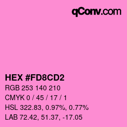 颜色代码: HEX #FD8CD2 | qconv.com