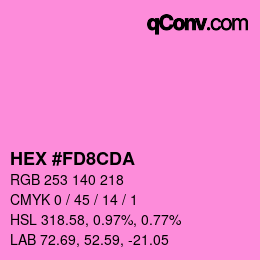 カラーコード: HEX #FD8CDA | qconv.com