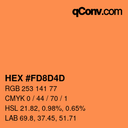 颜色代码: HEX #FD8D4D | qconv.com