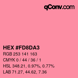 颜色代码: HEX #FD8DA3 | qconv.com