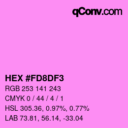 颜色代码: HEX #FD8DF3 | qconv.com