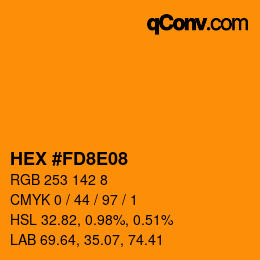 カラーコード: HEX #FD8E08 | qconv.com