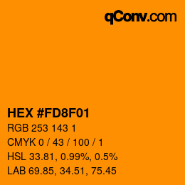 Color code: HEX #FD8F01 | qconv.com