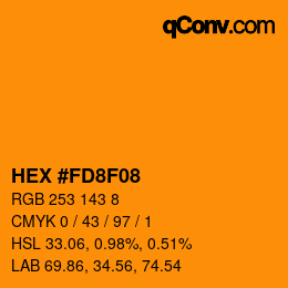 Color code: HEX #FD8F08 | qconv.com