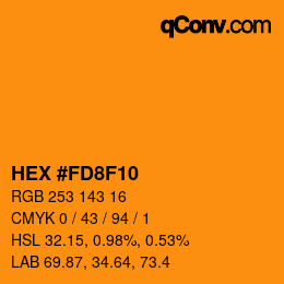 カラーコード: HEX #FD8F10 | qconv.com