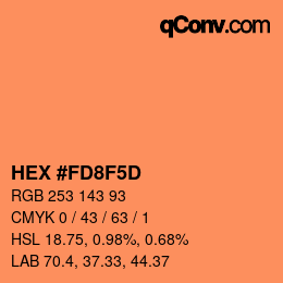 颜色代码: HEX #FD8F5D | qconv.com