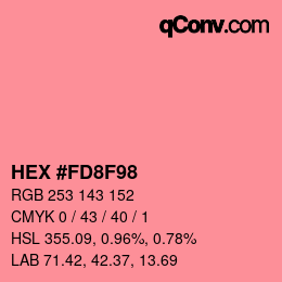カラーコード: HEX #FD8F98 | qconv.com