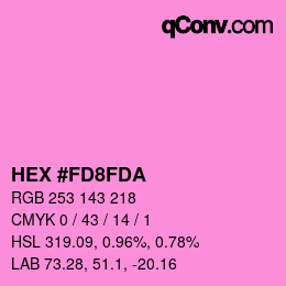 Color code: HEX #FD8FDA | qconv.com