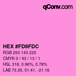 颜色代码: HEX #FD8FDC | qconv.com