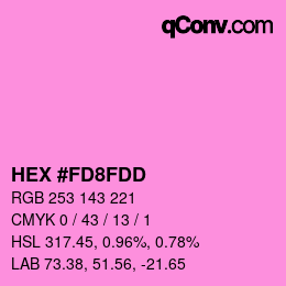 Color code: HEX #FD8FDD | qconv.com