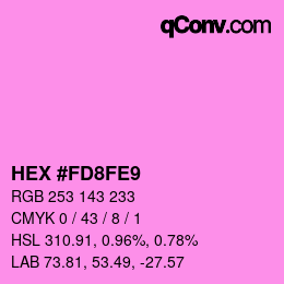 カラーコード: HEX #FD8FE9 | qconv.com