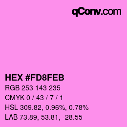 Color code: HEX #FD8FEB | qconv.com