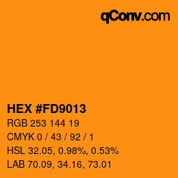 颜色代码: HEX #FD9013 | qconv.com