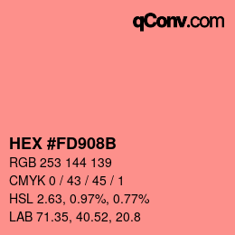 カラーコード: HEX #FD908B | qconv.com