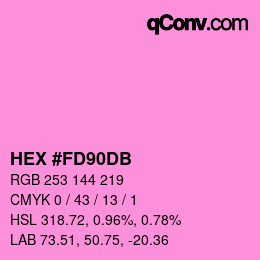 カラーコード: HEX #FD90DB | qconv.com
