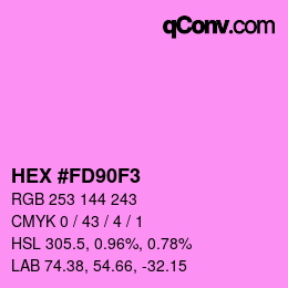 カラーコード: HEX #FD90F3 | qconv.com