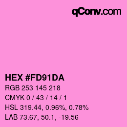 カラーコード: HEX #FD91DA | qconv.com