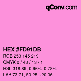 颜色代码: HEX #FD91DB | qconv.com