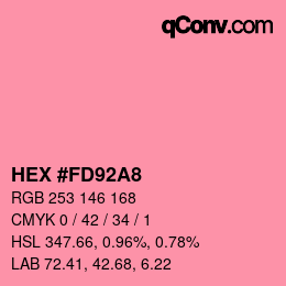 カラーコード: HEX #FD92A8 | qconv.com