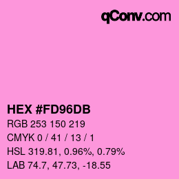 カラーコード: HEX #FD96DB | qconv.com
