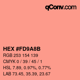 カラーコード: HEX #FD9A8B | qconv.com