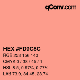 カラーコード: HEX #FD9C8C | qconv.com