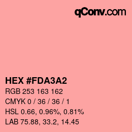 カラーコード: HEX #FDA3A2 | qconv.com