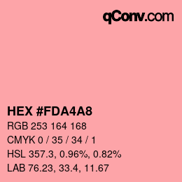 Color code: HEX #FDA4A8 | qconv.com