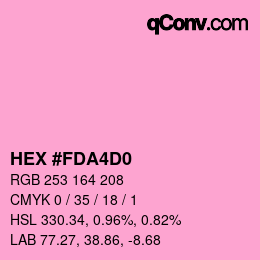 カラーコード: HEX #FDA4D0 | qconv.com