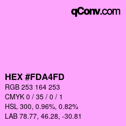カラーコード: HEX #FDA4FD | qconv.com
