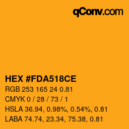 Farbcode: HEX #FDA518CE | qconv.com