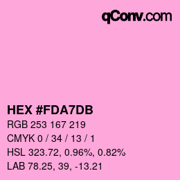 颜色代码: HEX #FDA7DB | qconv.com