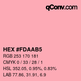 颜色代码: HEX #FDAAB5 | qconv.com