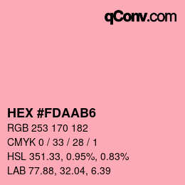 カラーコード: HEX #FDAAB6 | qconv.com