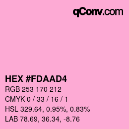カラーコード: HEX #FDAAD4 | qconv.com