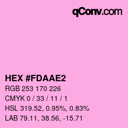 颜色代码: HEX #FDAAE2 | qconv.com