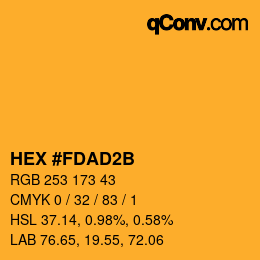 颜色代码: HEX #FDAD2B | qconv.com