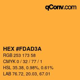 颜色代码: HEX #FDAD3A | qconv.com