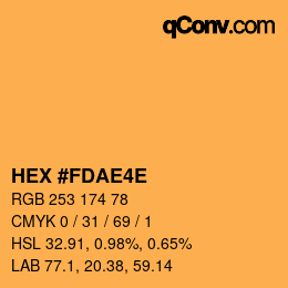 Color code: HEX #FDAE4E | qconv.com