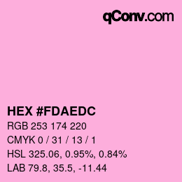 カラーコード: HEX #FDAEDC | qconv.com