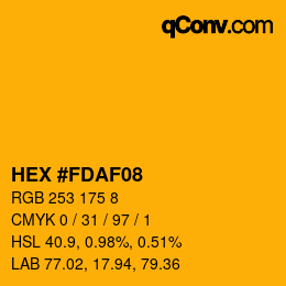 颜色代码: HEX #FDAF08 | qconv.com