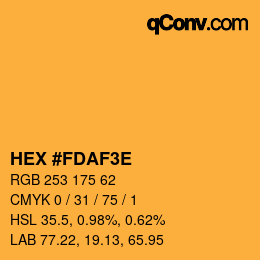 Color code: HEX #FDAF3E | qconv.com