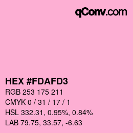 カラーコード: HEX #FDAFD3 | qconv.com