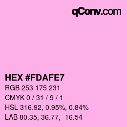 Color code: HEX #FDAFE7 | qconv.com