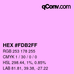 カラーコード: HEX #FDB2FF | qconv.com